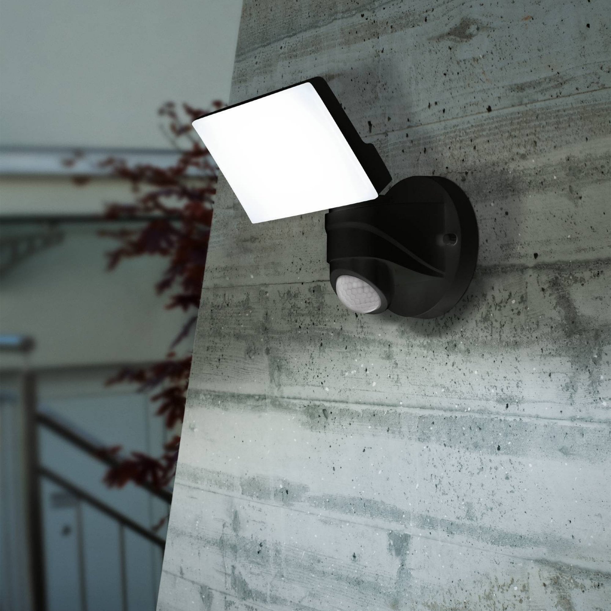 98178 Pagino LED Black Plastic Wall Spotlight With Sensor