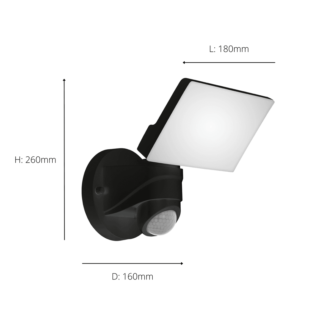 98178 Pagino LED Black Plastic Wall Spotlight With Sensor