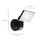 98178 Pagino LED Black Plastic Wall Spotlight With Sensor