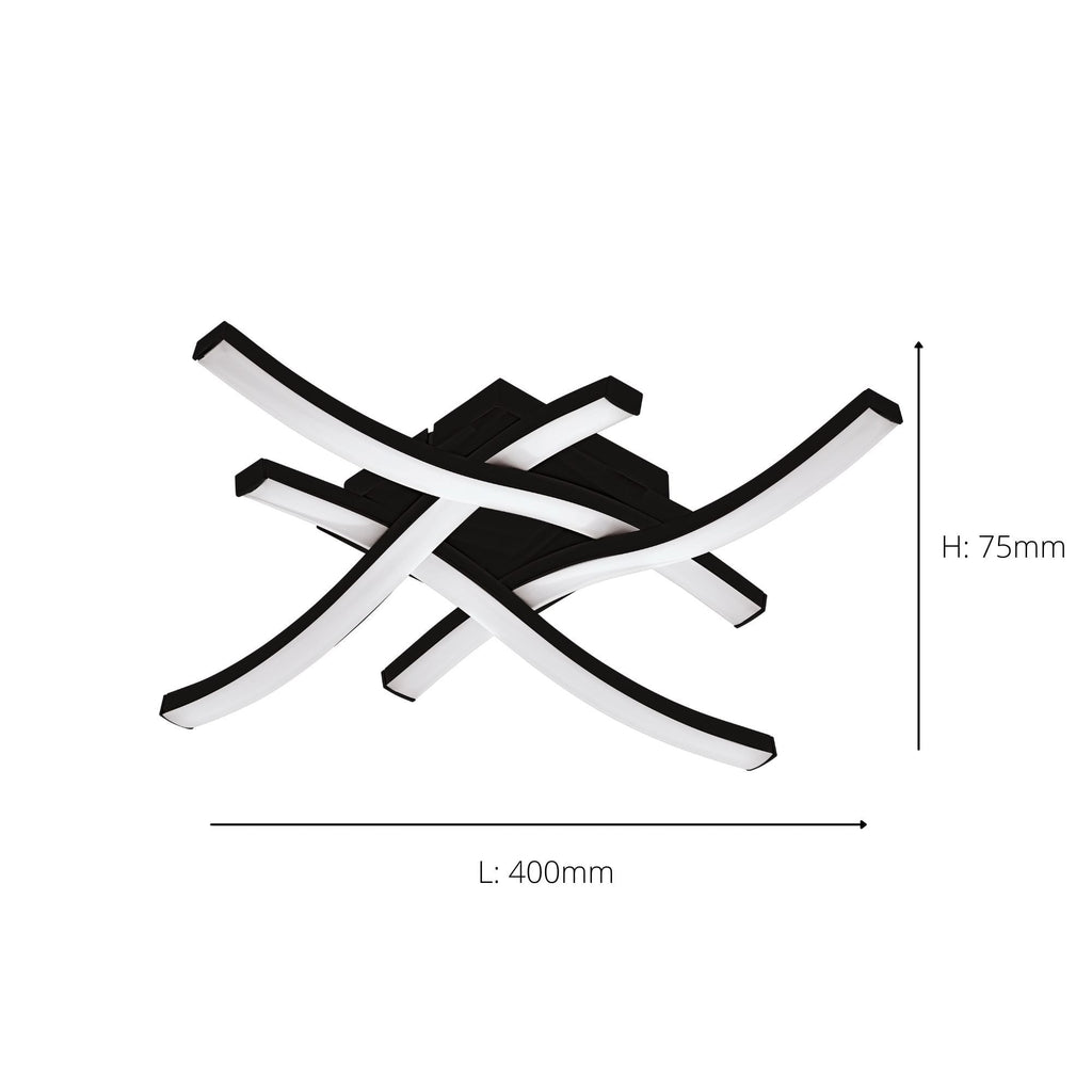 74044 Basic Cabezas-E Black Steel & Plastic 4 Flame Wall/Ceiling Light, 4000K