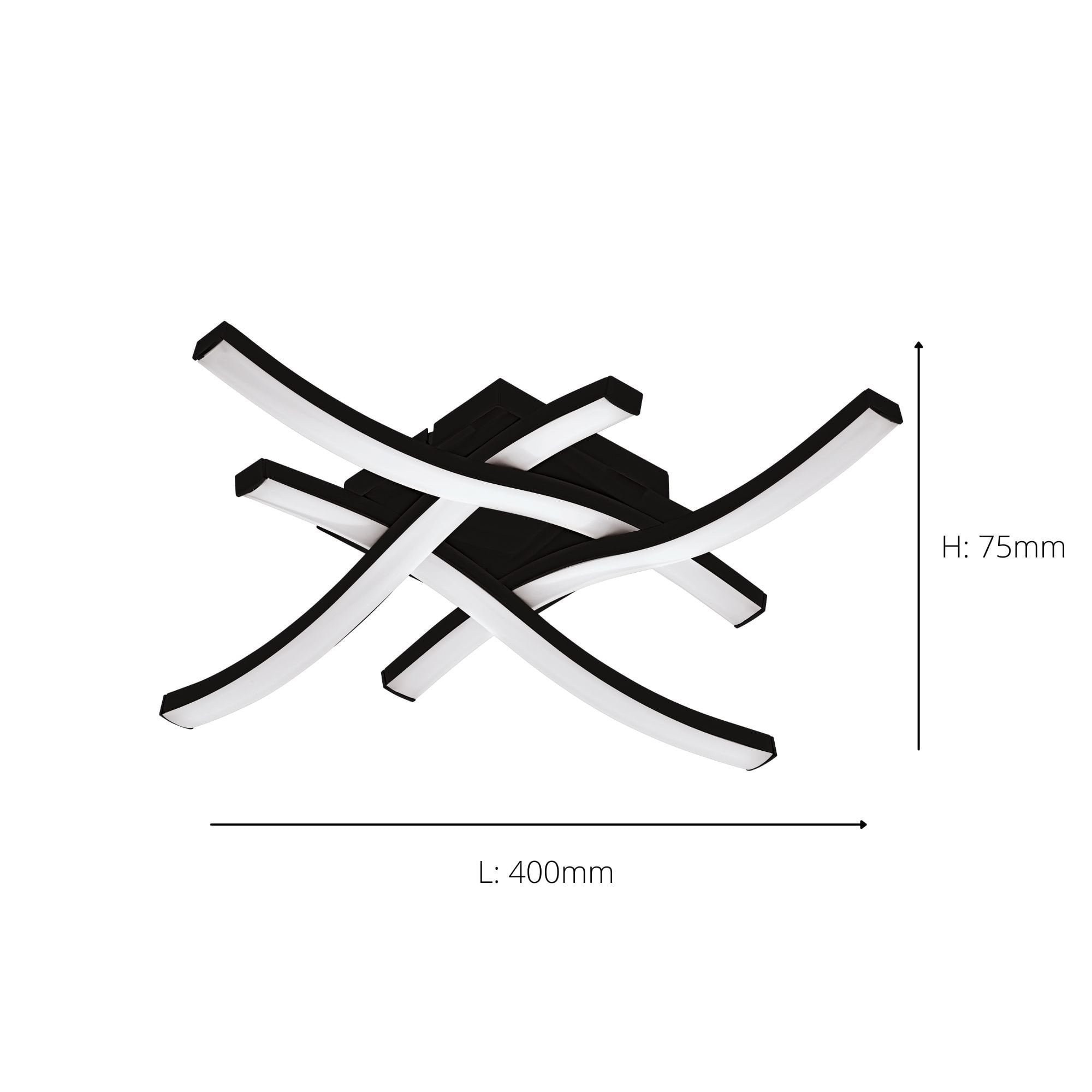 74044 Basic Cabezas-E Black Steel & Plastic 4 Flame Wall/Ceiling Light, 4000K