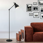 49471 Priddy Black Steel Adjustable Floor Lamp