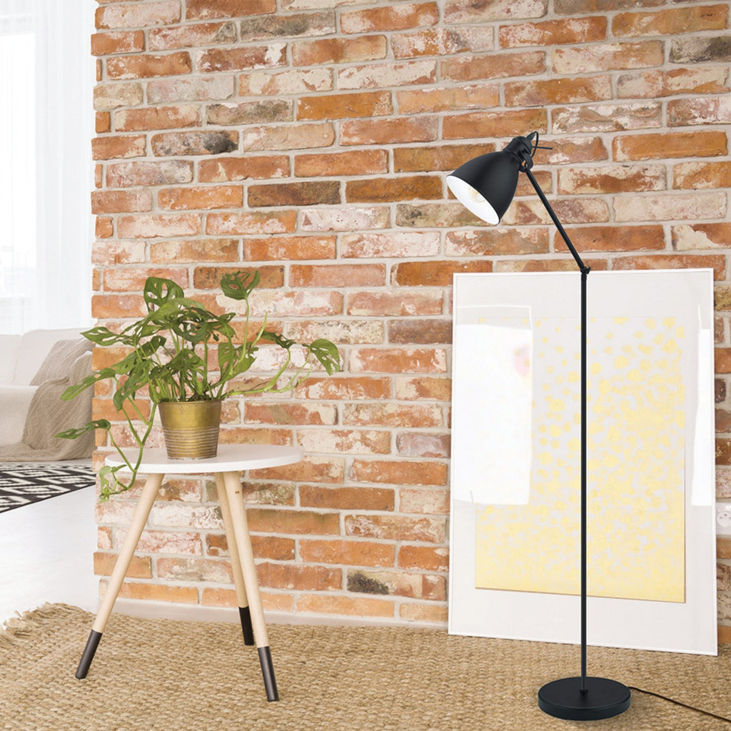 49471 Priddy Black Steel Adjustable Floor Lamp
