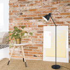 49471 Priddy Black Steel Adjustable Floor Lamp
