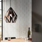 49254 Carlton 1 Black/Copper Single Pendant Light