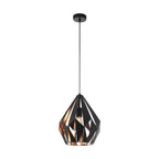 49254 Carlton 1 Black/Copper Single Pendant Light