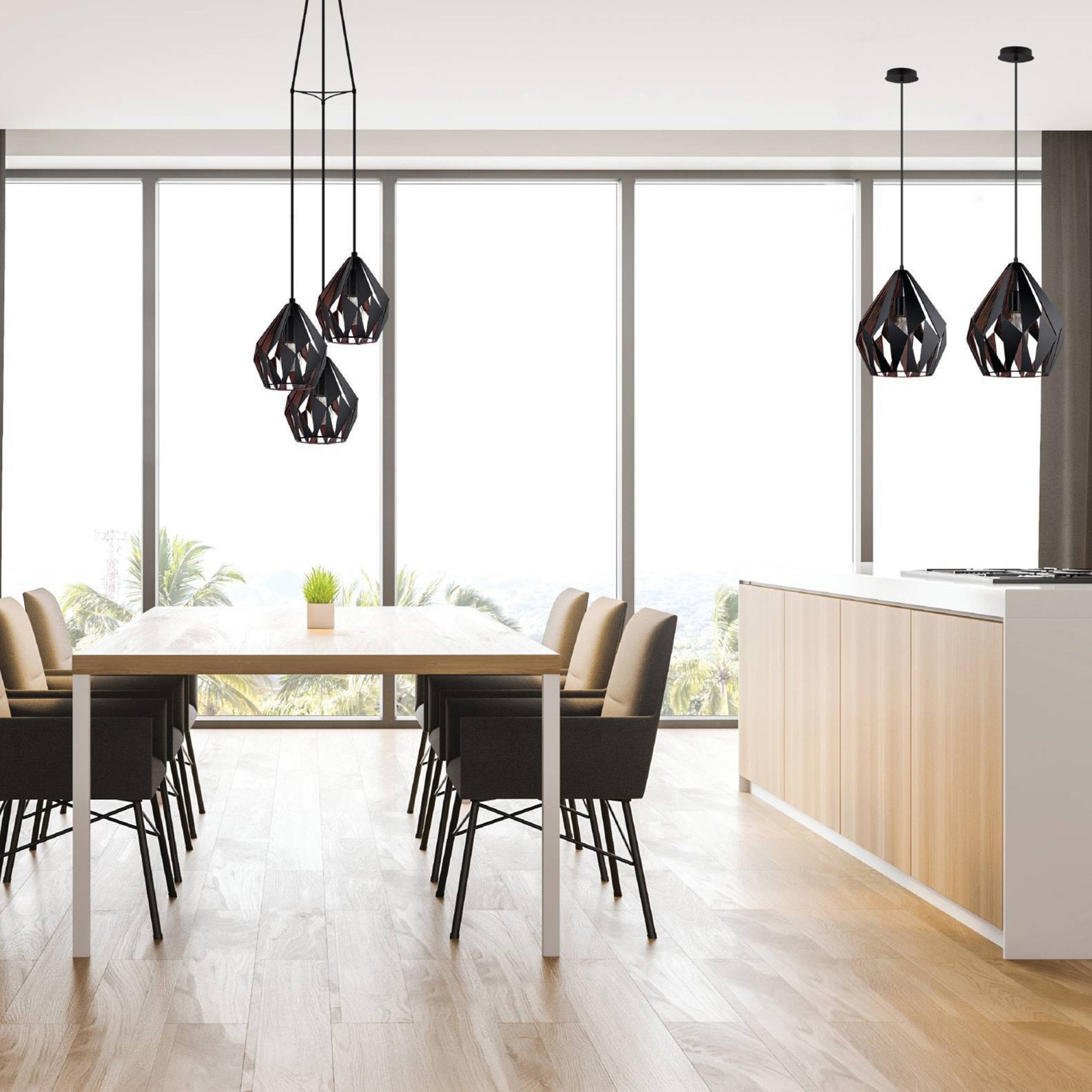 49254 Carlton 1 Black/Copper Single Pendant Light