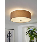 94919 Pasteri 3-Light Taupe Fabric Flush Ceiling Light