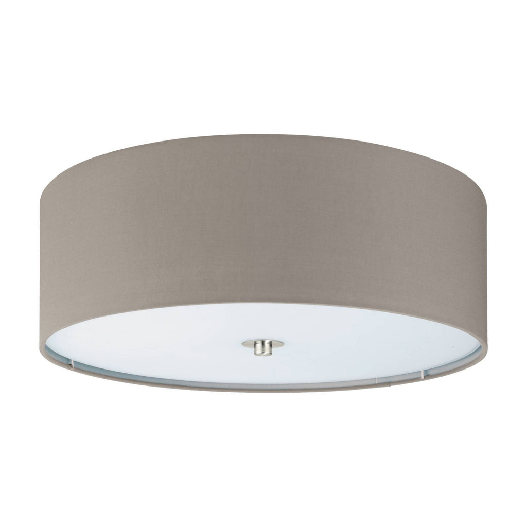 94919 Pasteri 3-Light Taupe Fabric Flush Ceiling Light