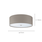 94919 Pasteri 3-Light Taupe Fabric Flush Ceiling Light