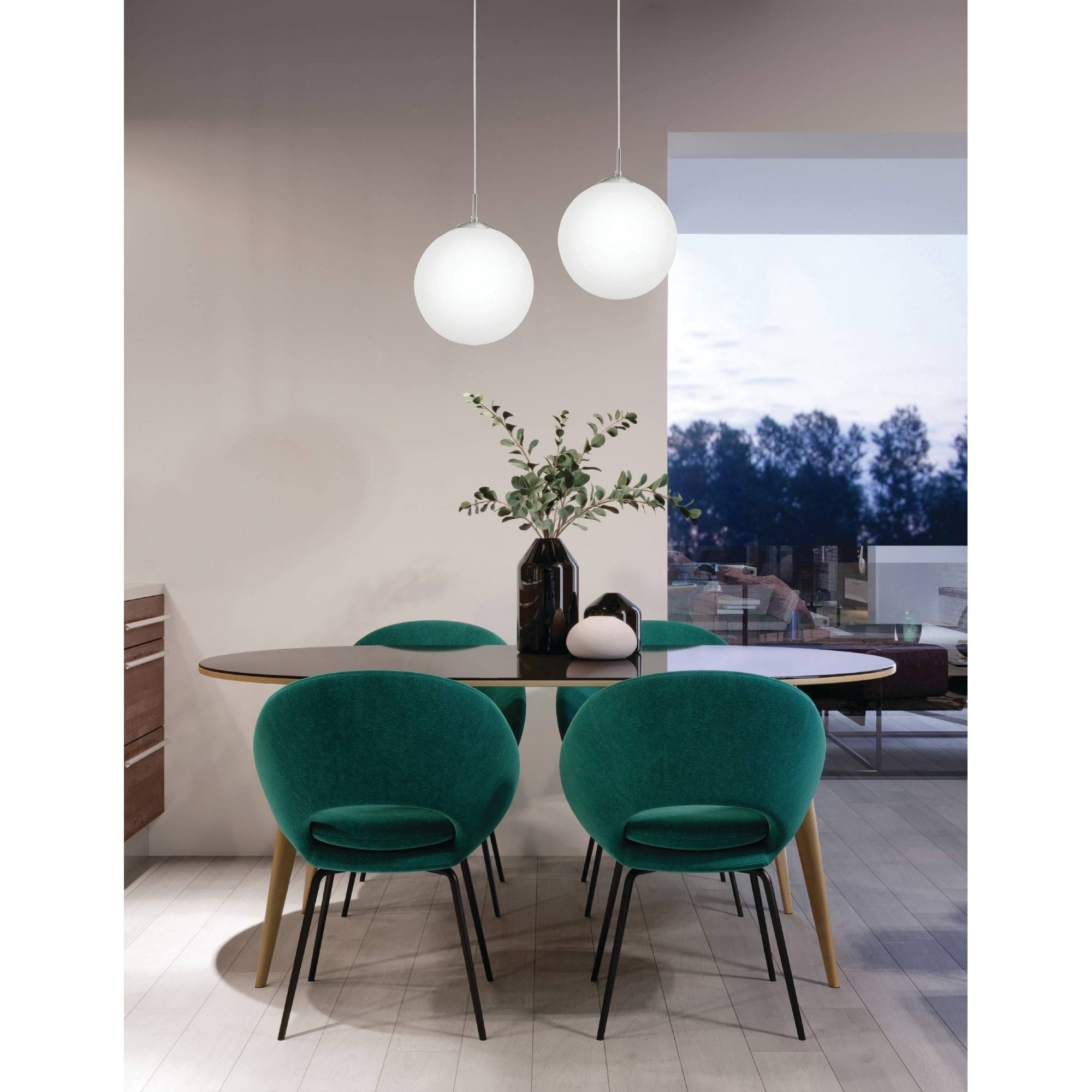 85263 Rondo 300 Opal & Nickel Matt Single Pendant