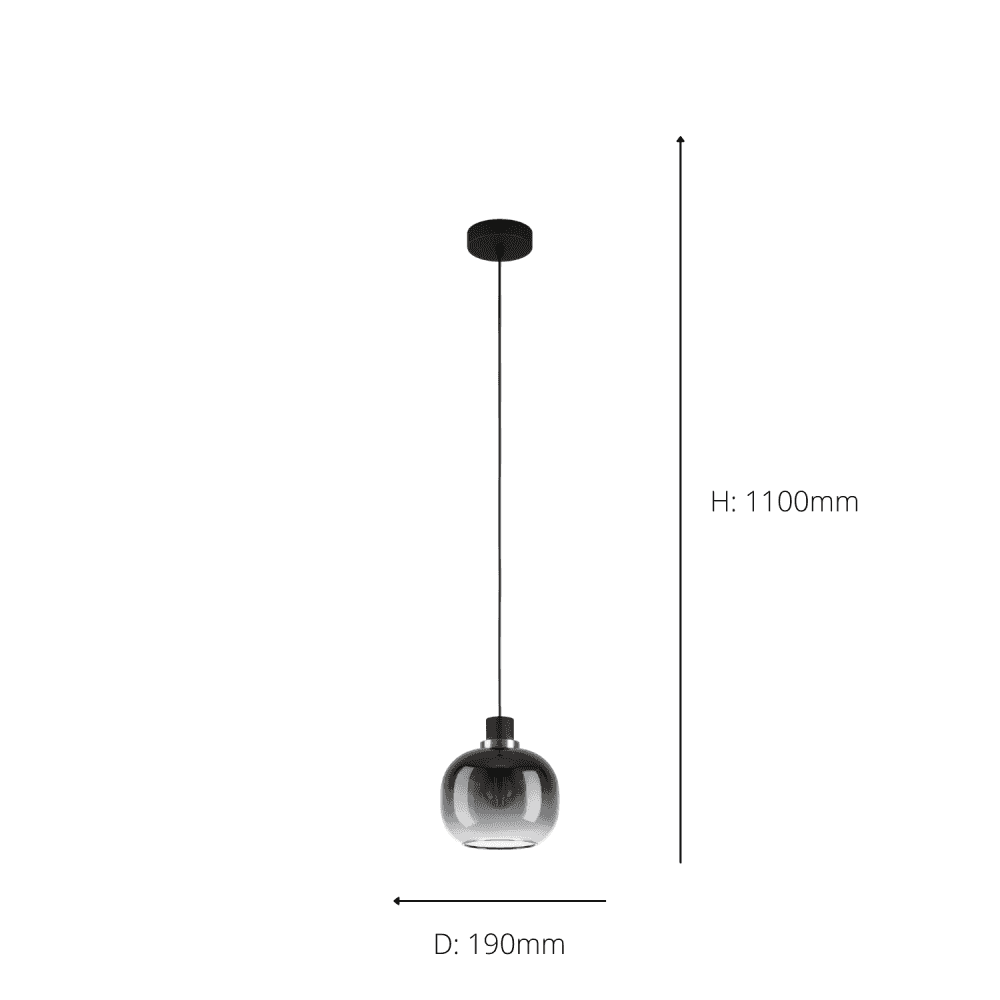 99616 Oilella 1-Light Black To Grey Gradient Hanging Pendant Light