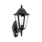 93458 Navedo 1-Light Traditional Black And Silver Exterior Wall Lamp With Sensor