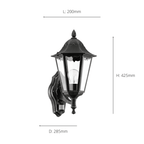 93458 Navedo 1-Light Traditional Black And Silver Exterior Wall Lamp With Sensor