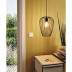 49472 Newtown 1-Light Vintage Hanging Pendant Light With A Black Caged Shade