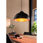 49247 Truro 2 Black/Copper Domed Pendant