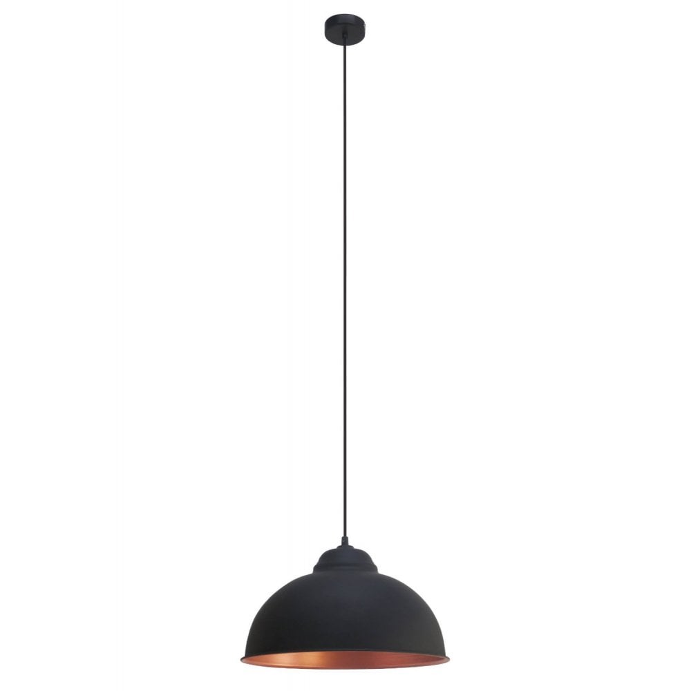 49247 Truro 2 Black/Copper Domed Pendant