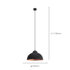49247 Truro 2 Black/Copper Domed Pendant