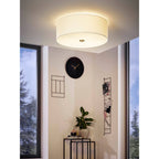 94918 Pasteri 3-Light White Fabric Flush Ceiling Light