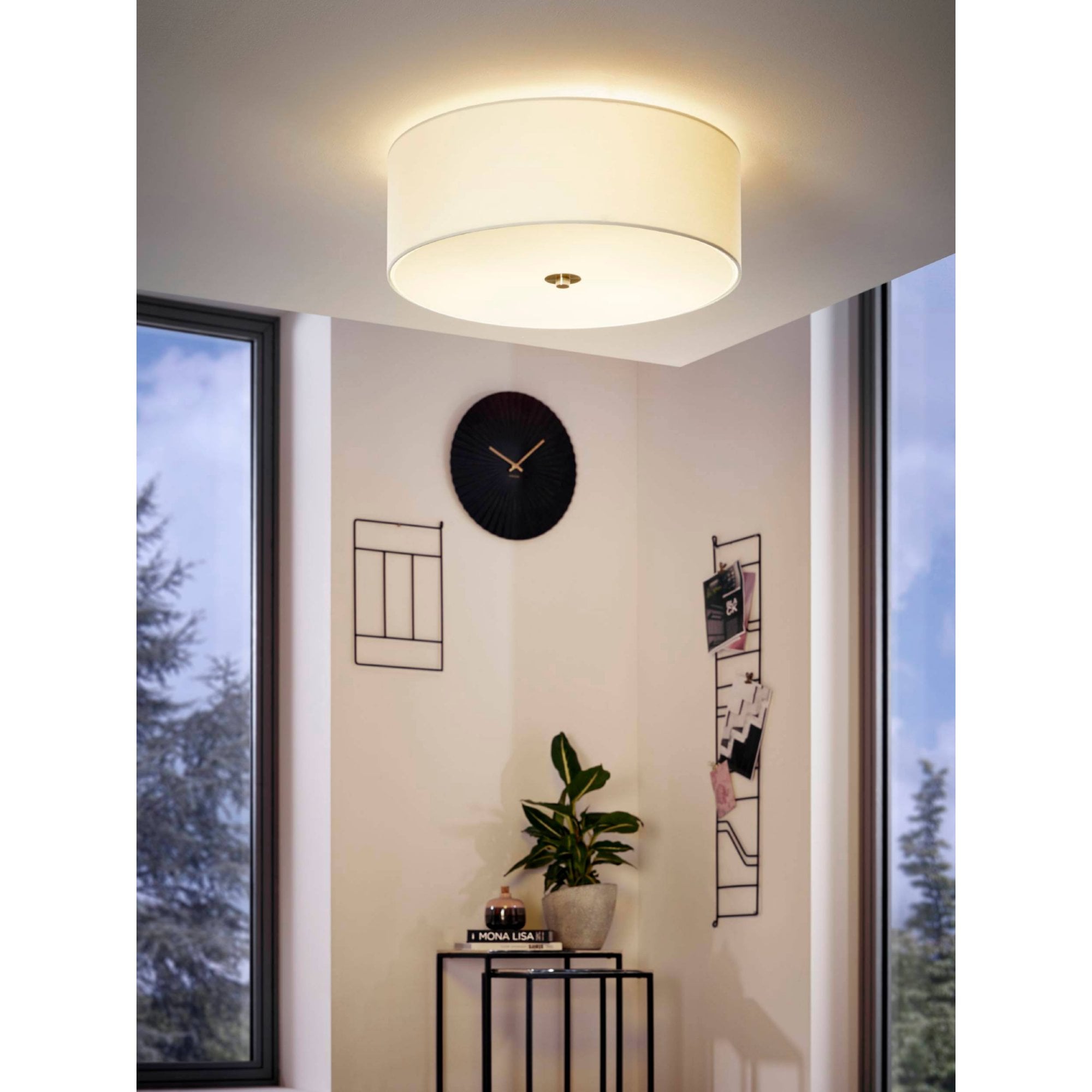 94918 Pasteri 3-Light White Fabric Flush Ceiling Light