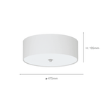 94918 Pasteri 3-Light White Fabric Flush Ceiling Light