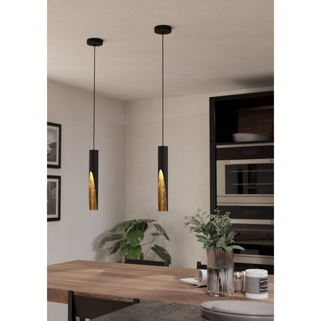 900872 Barbotto Black & Gold Steel Modern Pendant Light