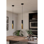 900872 Barbotto Black & Gold Steel Modern Pendant Light