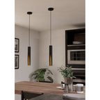 900872 Barbotto Black & Gold Steel Modern Pendant Light