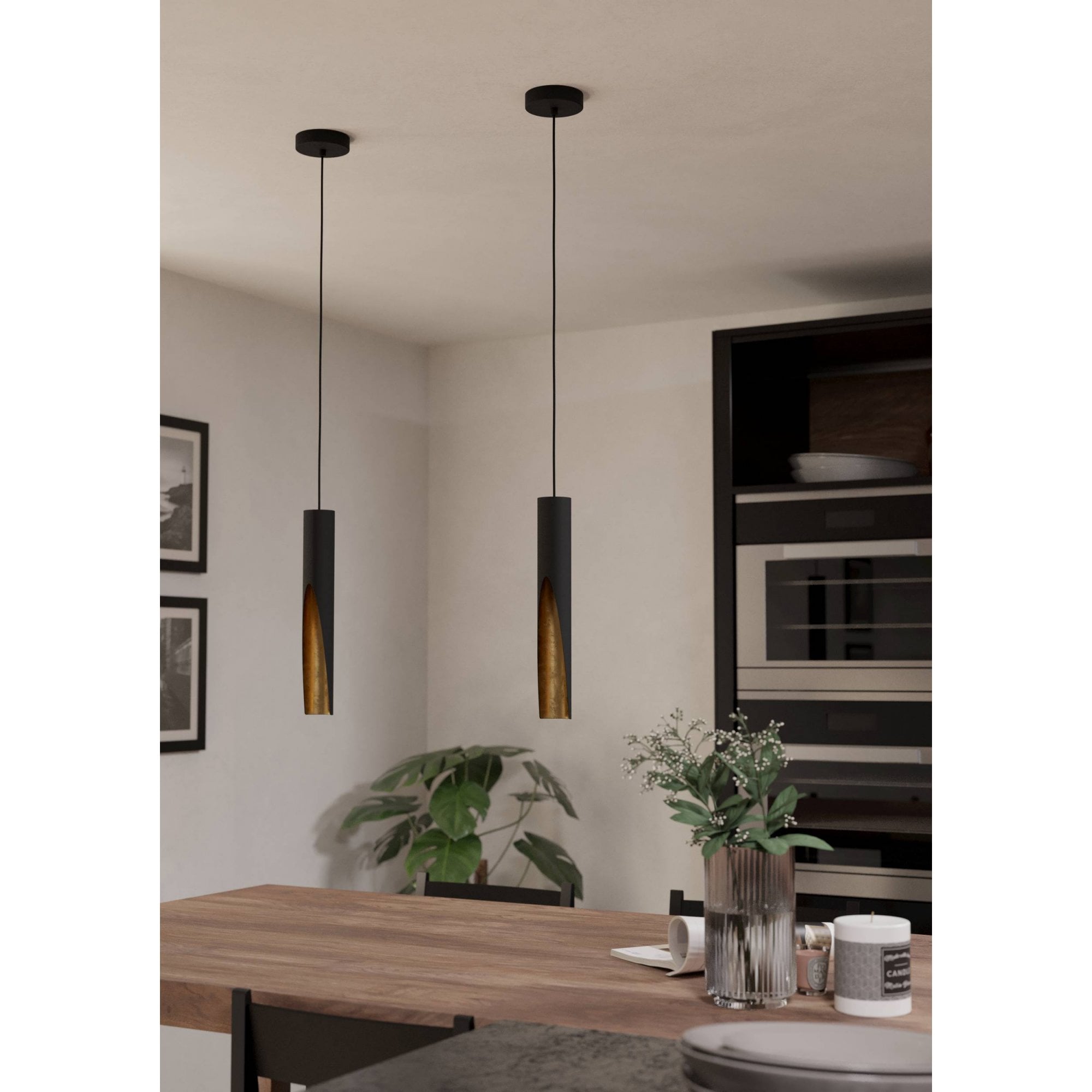 900872 Barbotto Black & Gold Steel Modern Pendant Light