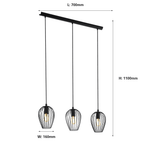 49478 Newtown Vintage 3-Light Pendant With Black Caged Shades