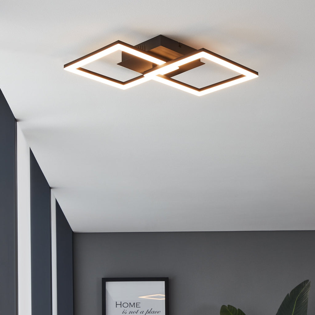 900316 Paranday-Z Black Steel Smart Control, Colour Changing Ceiling Light