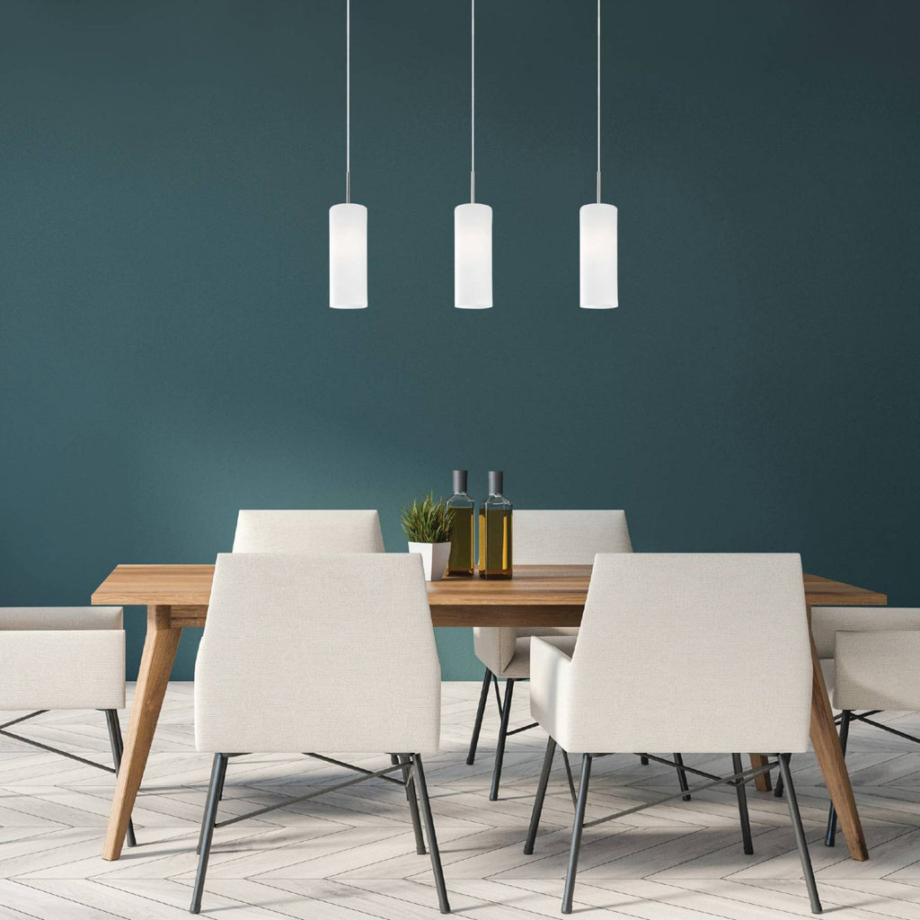 85978 TROY 3 Satin Nickel And White Glass And 3 Light Ceiling Pendant