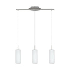 85978 TROY 3 Satin Nickel And White Glass And 3 Light Ceiling Pendant