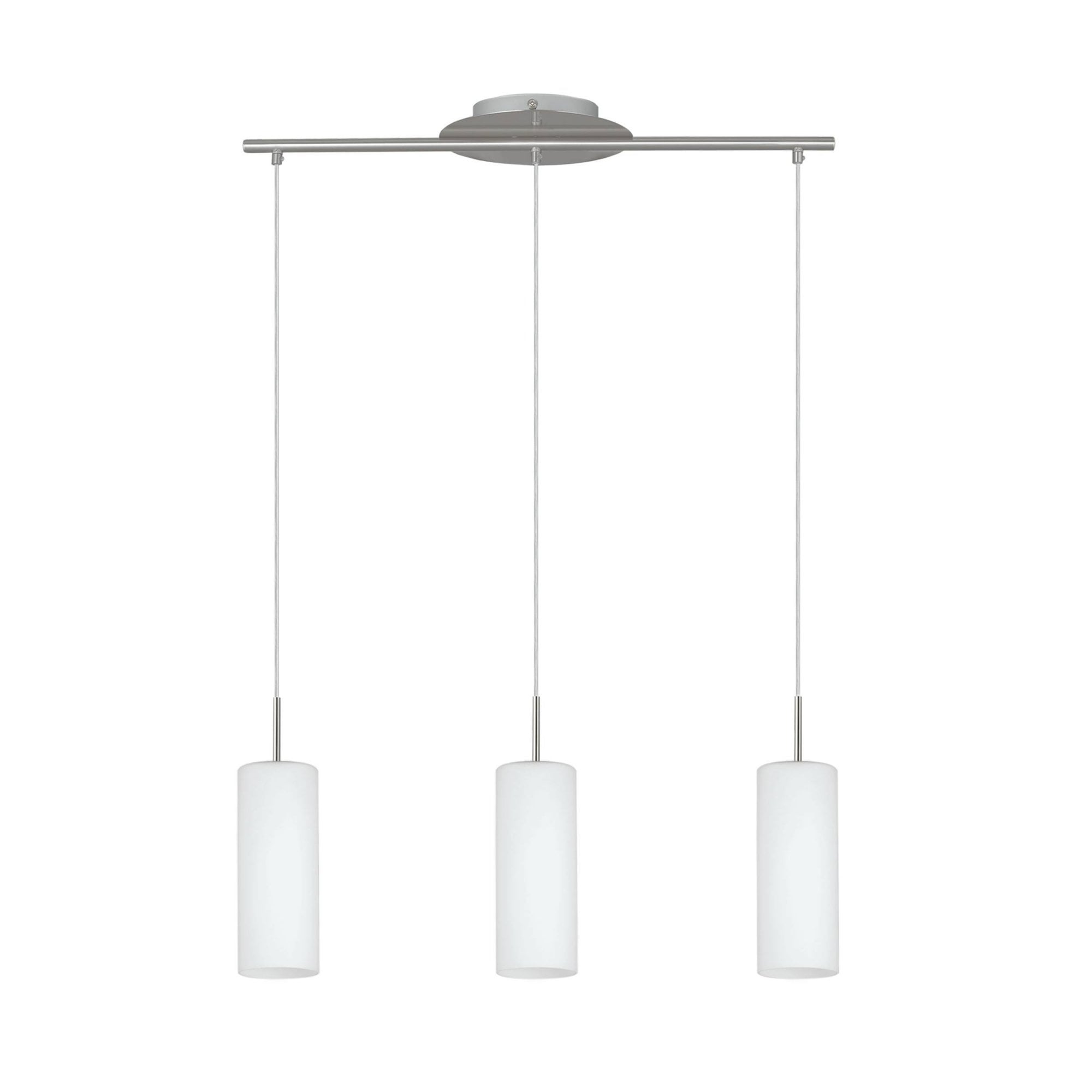 85978 TROY 3 Satin Nickel And White Glass And 3 Light Ceiling Pendant