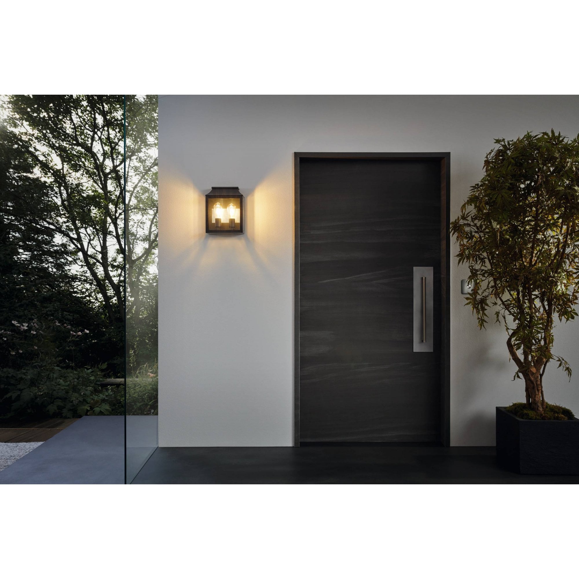 97294 Soncino 2-Light Industrial Exterior Wall Light With Glass Panels