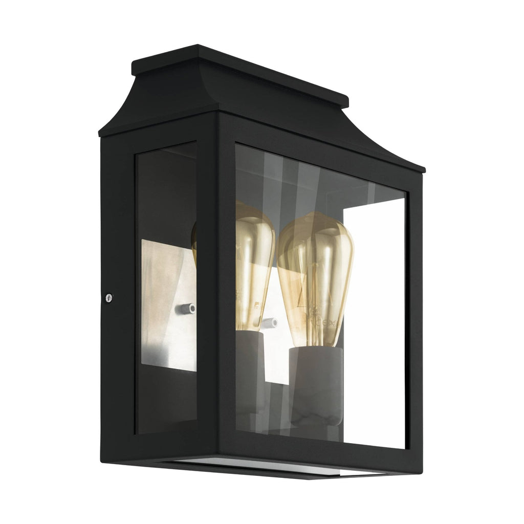 97294 Soncino 2-Light Industrial Exterior Wall Light With Glass Panels