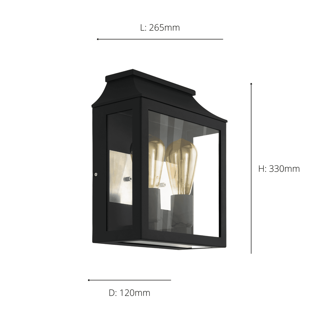 97294 Soncino 2-Light Industrial Exterior Wall Light With Glass Panels