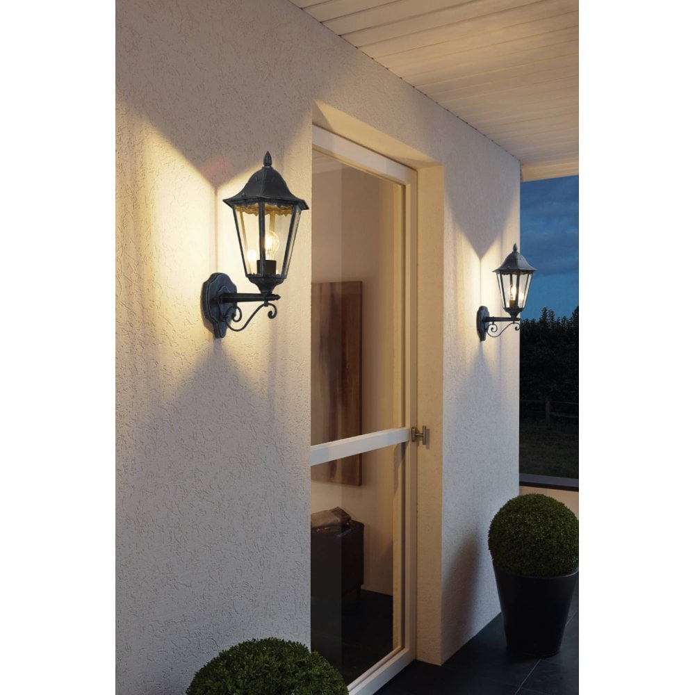 93457 Navedo 1-Light Traditional Black And Silver Exterior Wall Light