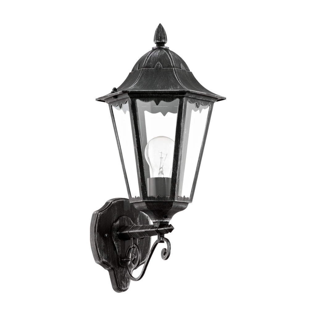 93457 Navedo 1-Light Traditional Black And Silver Exterior Wall Light