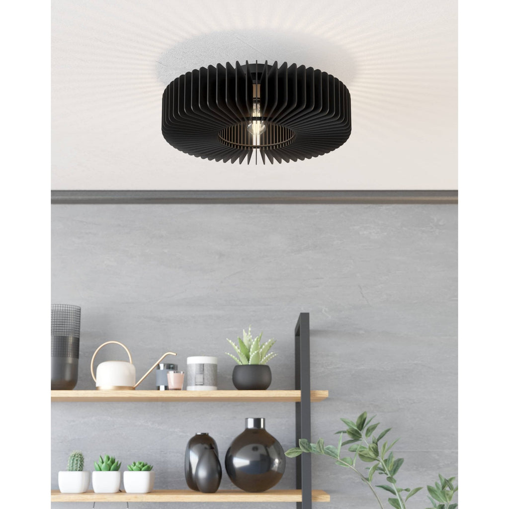 900831 Palombaia Black Wooden Ceiling Light