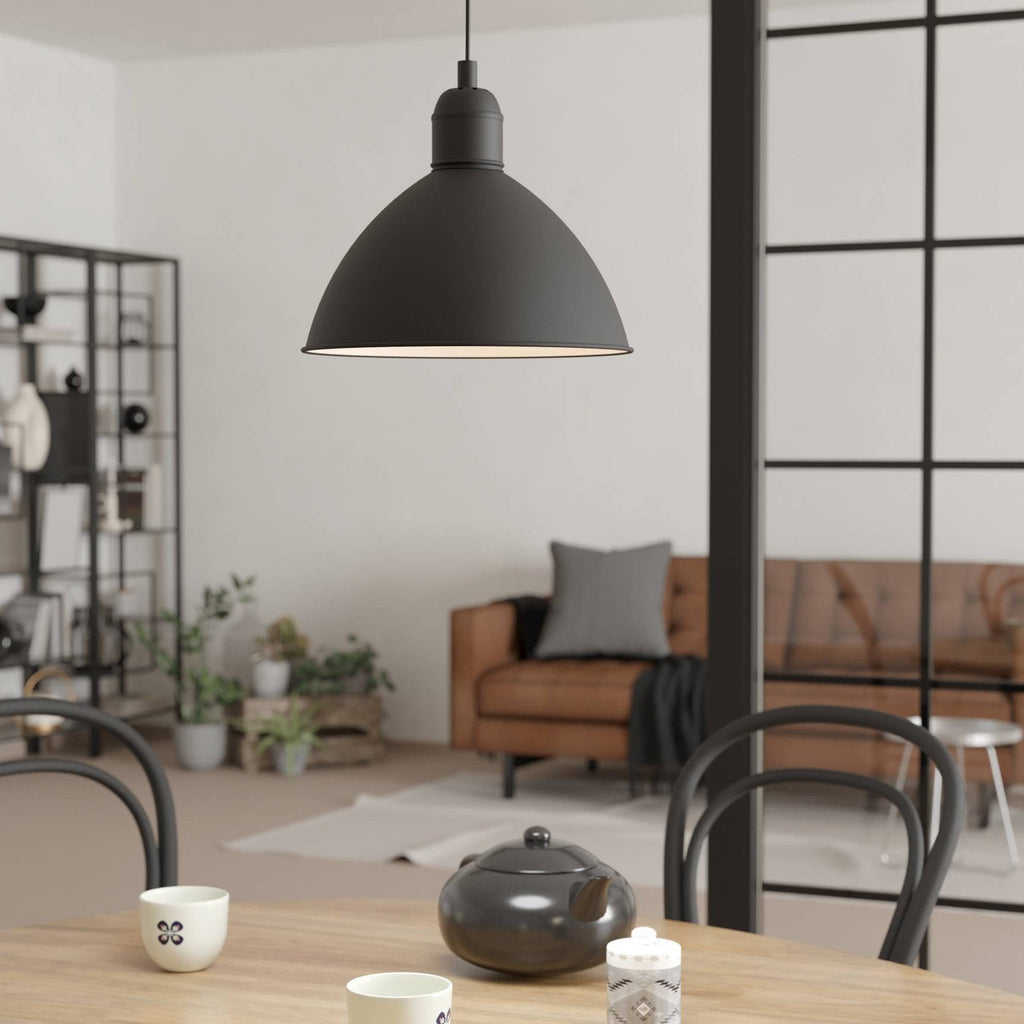 43878 Priddy Black Domed Single Pendant Light