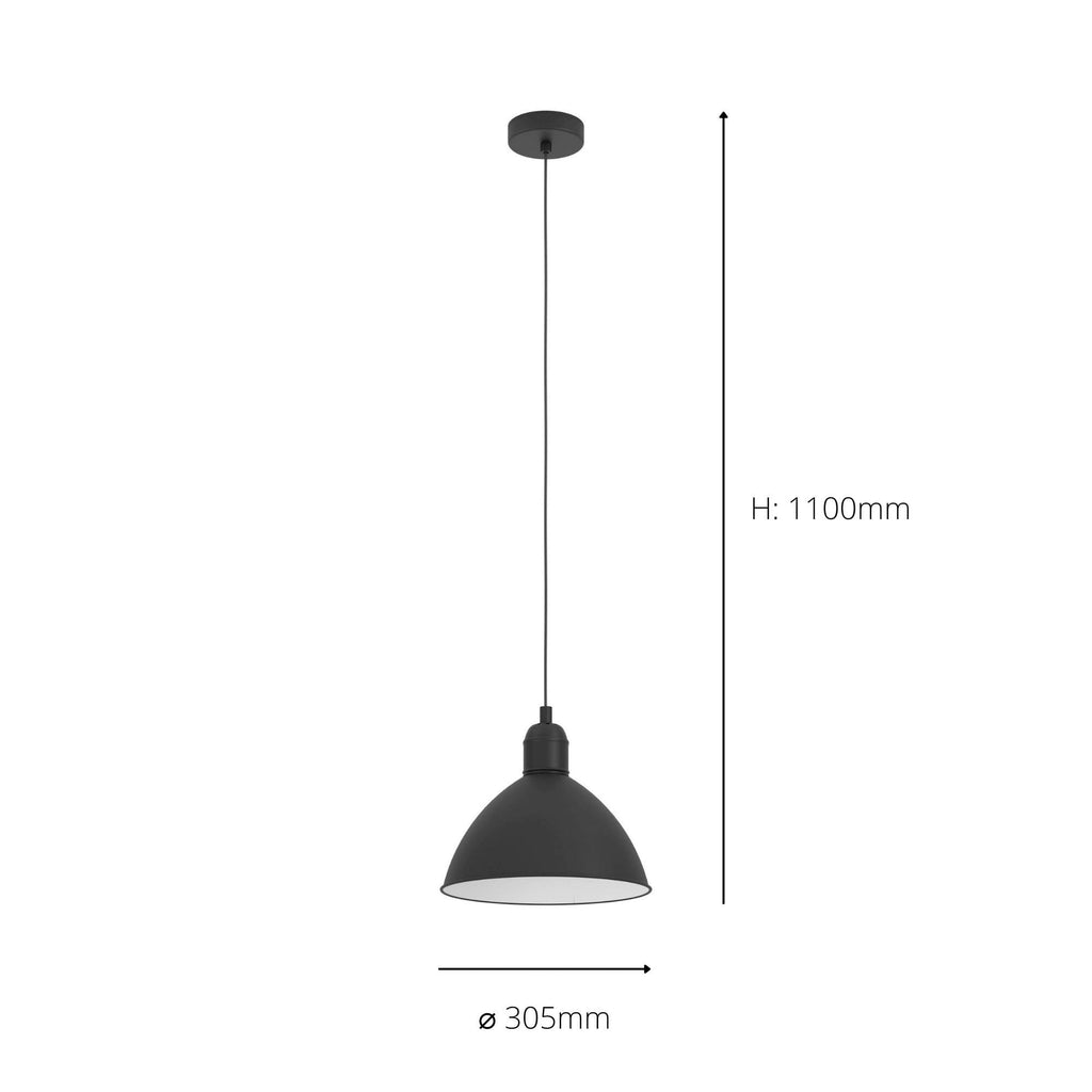 43878 Priddy Black Domed Single Pendant Light