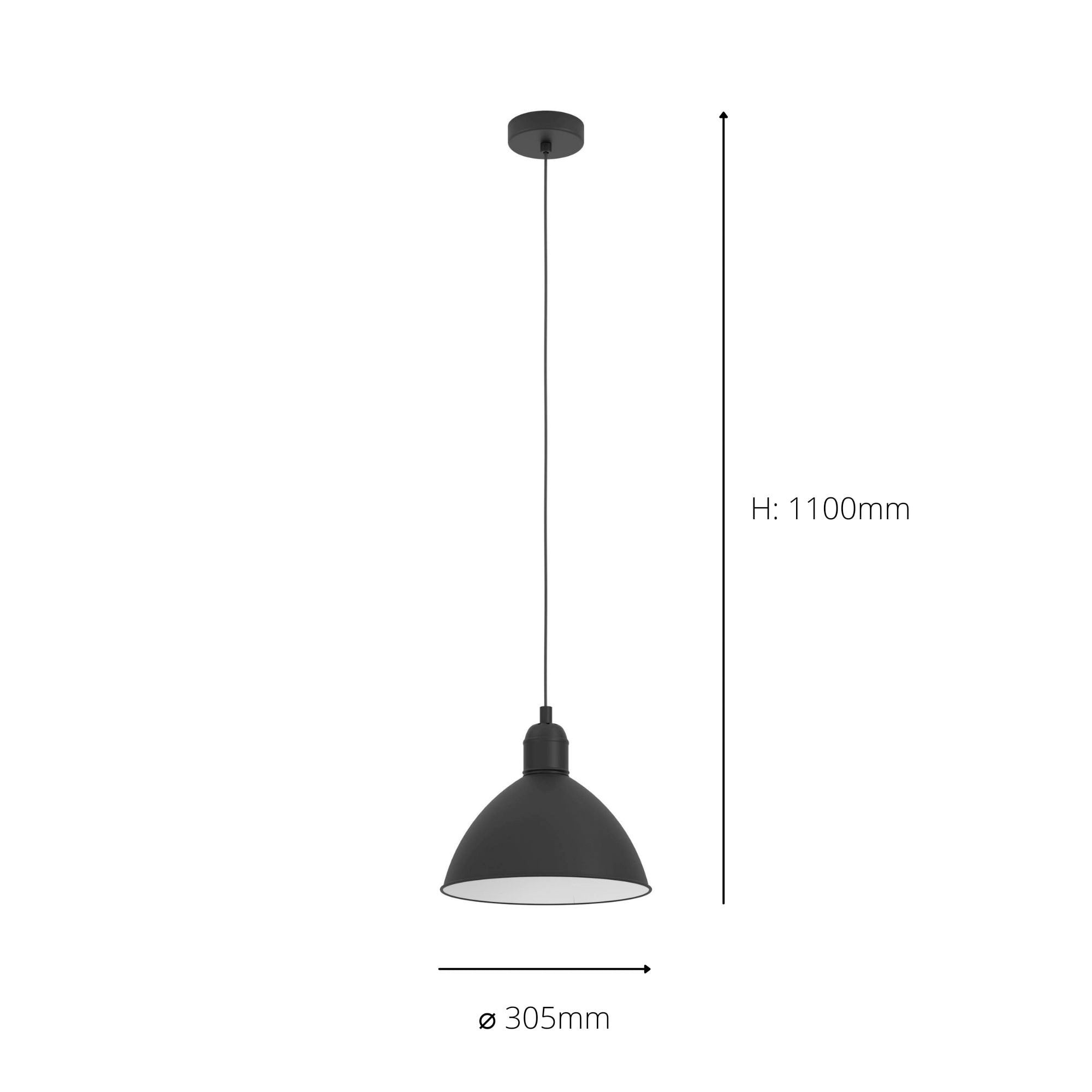 43878 Priddy Black Domed Single Pendant Light