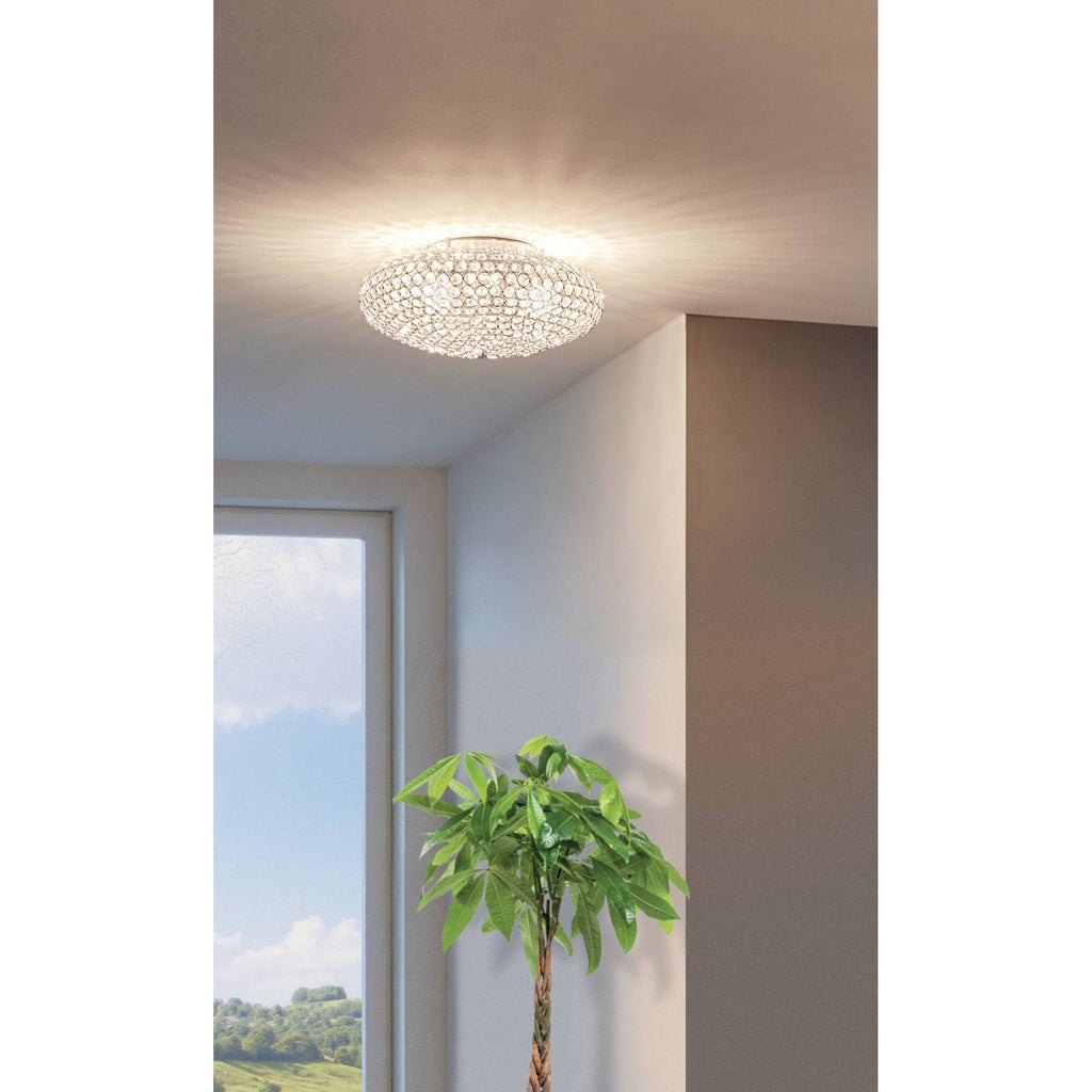 95284 Clemente 2-Light Crystal And Chrome Ceiling Light
