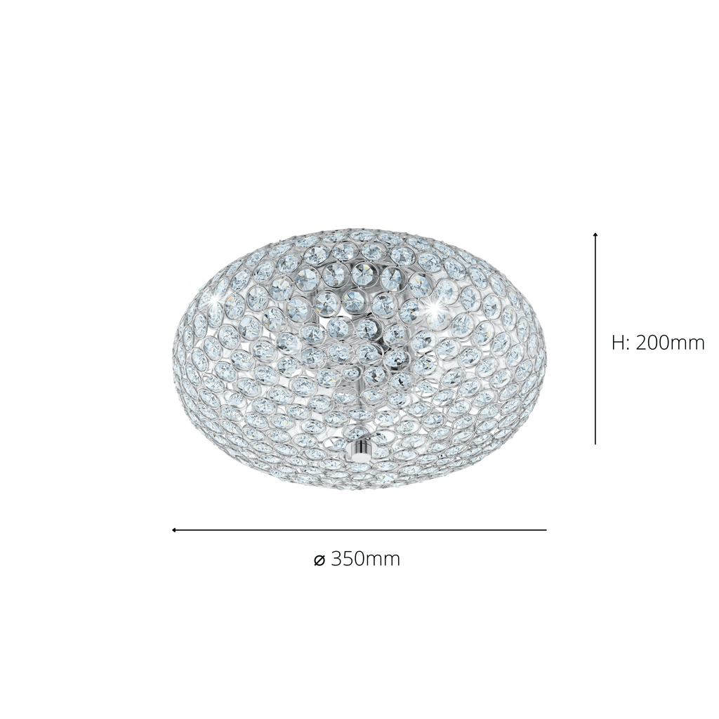 95284 Clemente 2-Light Crystal And Chrome Ceiling Light