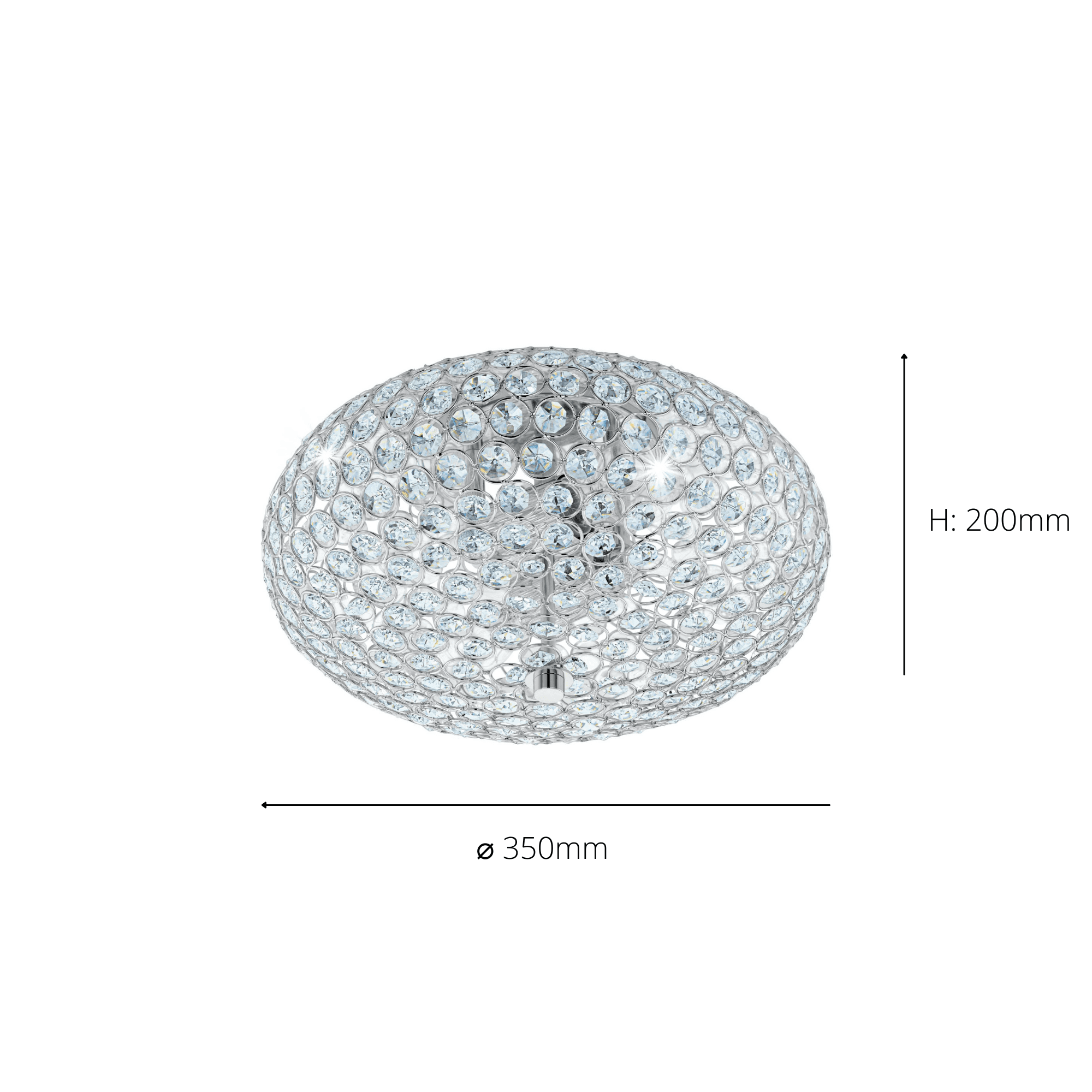 95284 Clemente 2-Light Crystal And Chrome Ceiling Light