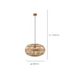 49771 Amsfield 1-Light Caged Rattan Single Pendant