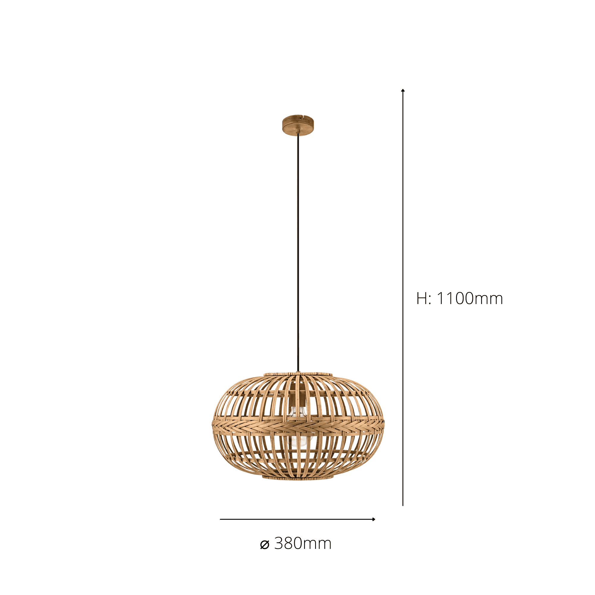 49771 Amsfield 1-Light Caged Rattan Single Pendant