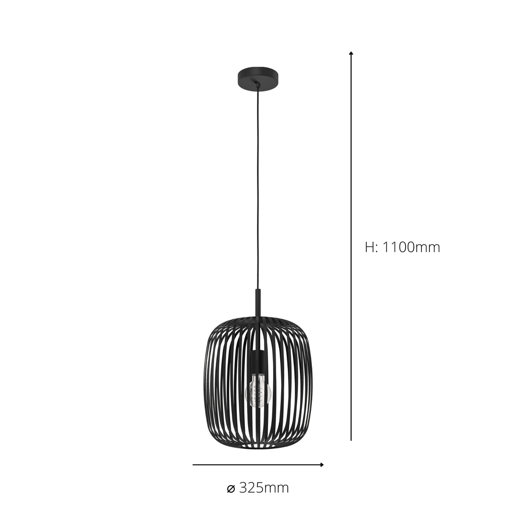 900494 Romazzina Black Caged Single Pendant Light