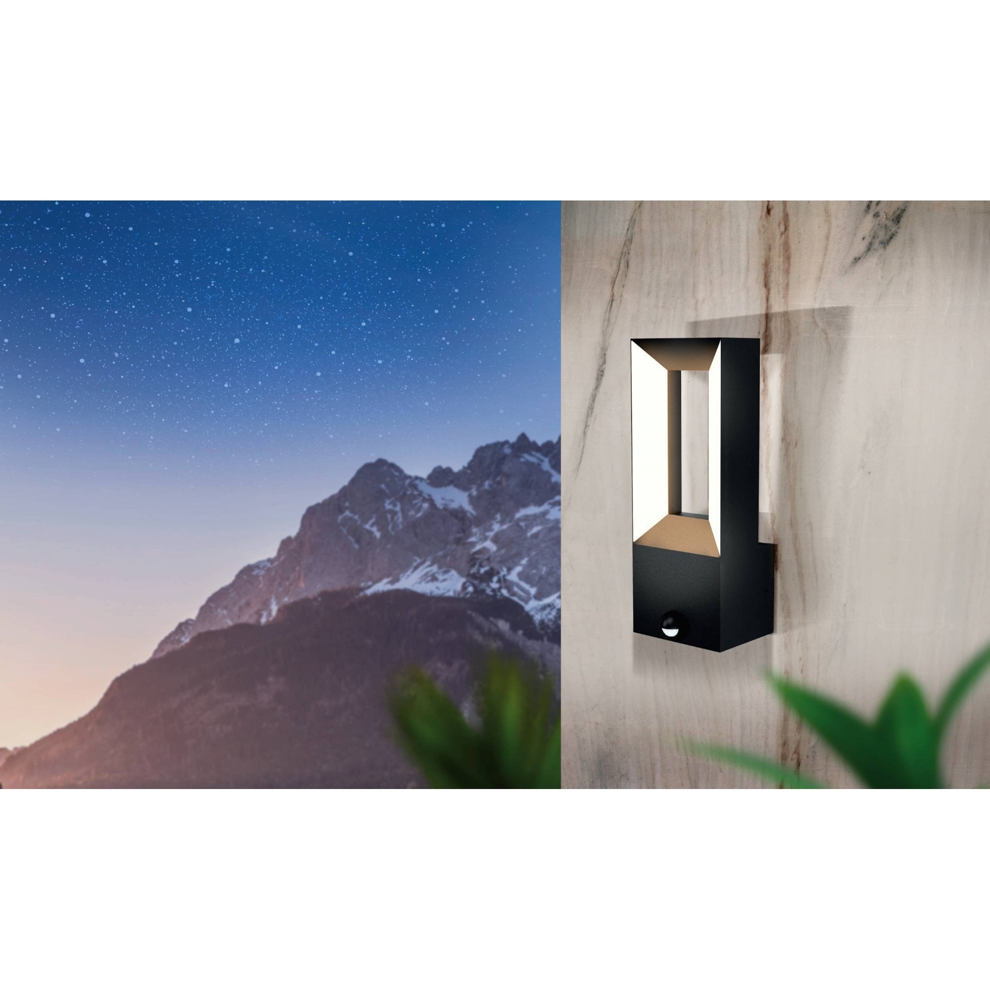 98726 Riforano Black Exterior Wall Light with Sensor